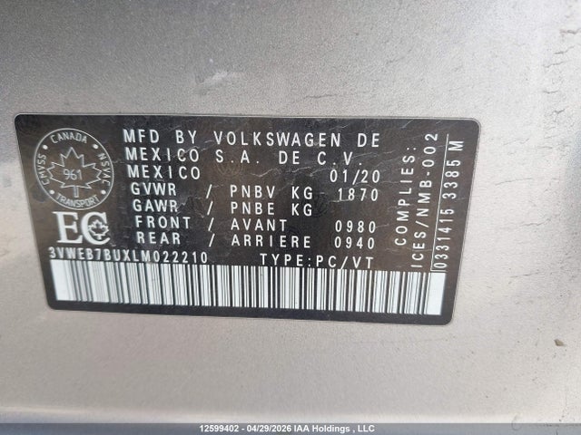 Volkswagen Jetta Highline 2020 3VWEB7BUXLM022210 Image 17
