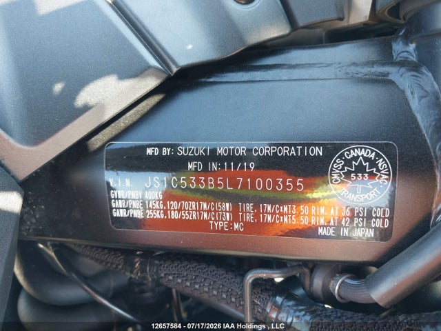 Aukcja sprzedaży 2020 Suzuki Gsx-s750 M/z, vin: JS1C533B5L7100355, numer aukcji: 12657584