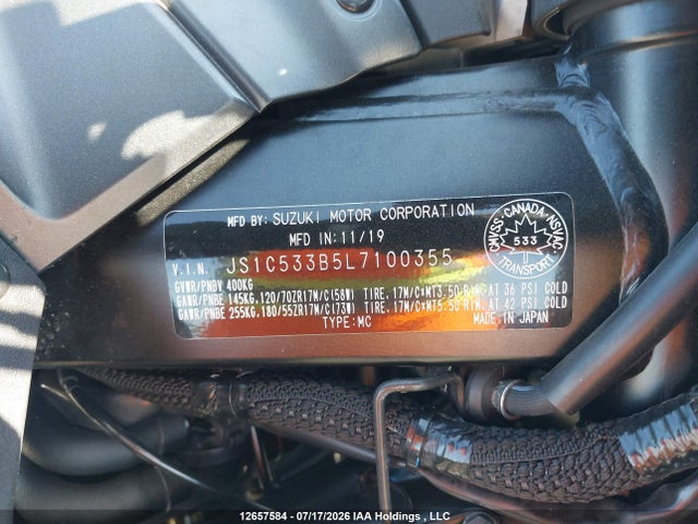 Aukcja sprzedaży 2020 Suzuki Gsx-s750 M/z, vin: JS1C533B5L7100355, numer aukcji: 12657584