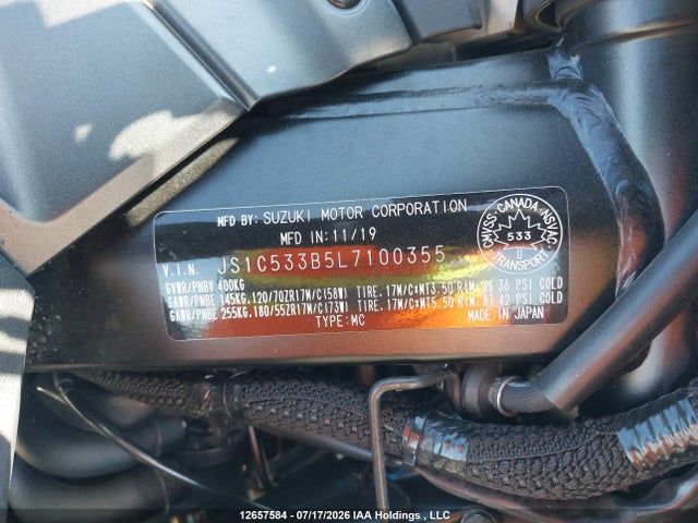 Aukcja sprzedaży 2020 Suzuki Gsx-s750 M/z, vin: JS1C533B5L7100355, numer aukcji: 12657584