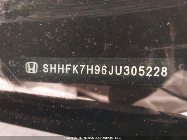 2018 Honda Civic Sport Touring მანქანა იყიდება აუქციონზე, vin: SHHFK7H96JU305228, აუქციონის ნომერი: 12657586