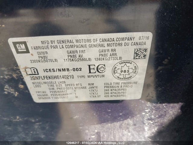 Chevrolet EQUINOX 1LT 2017 2GNFLFEK6H6140210 Image 19