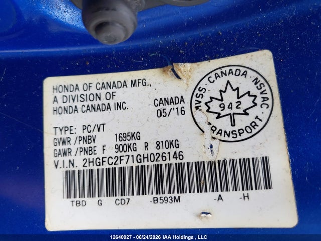 Honda Civic Ex 4dr 2016 2HGFC2F71GH026146 Image 9