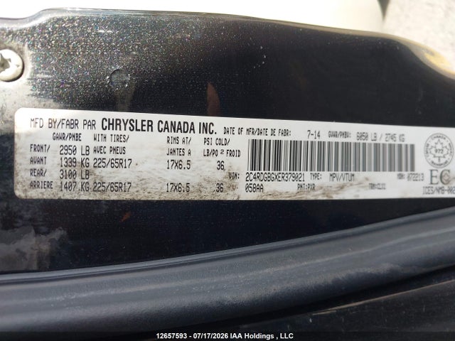 Продажа на аукционе авто 2014 Dodge Grand Caravan Se/sxt, vin: 2C4RDGBGXER379021, номер лота: 12657593