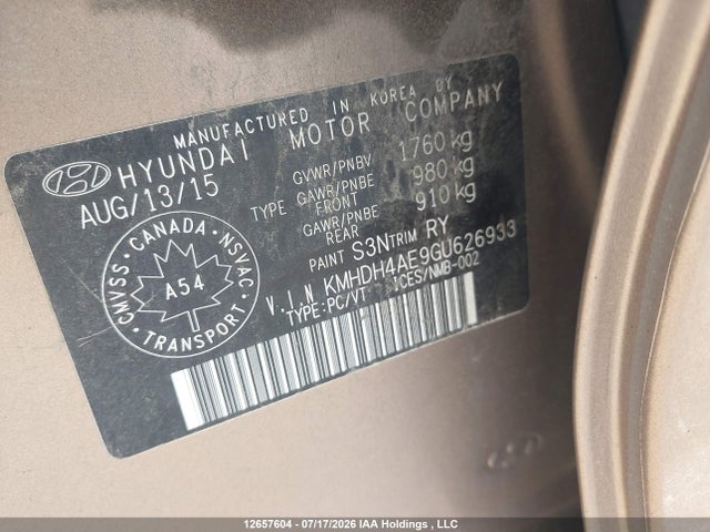 12657604 :رقم المزاد ، KMHDH4AE9GU626933 vin ، 2016 Hyundai Elantra Sport Appearance مزاد بيع