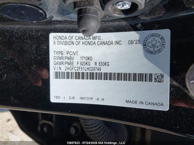 Honda Civic Lx 2020 2HGFC2F51LH029749 Image 9