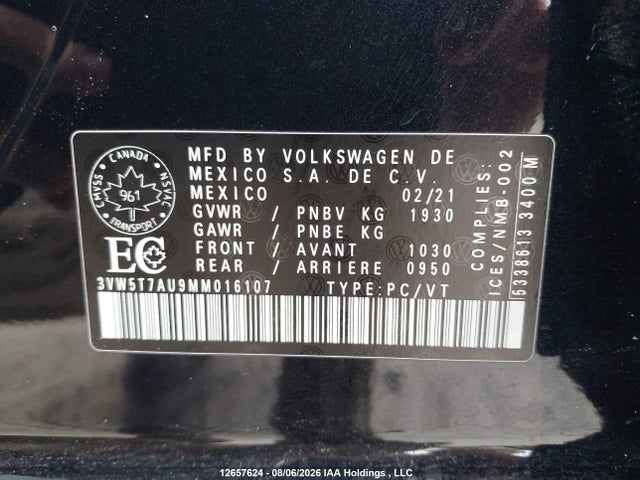 Продаж на аукціоні авто 2021 Volkswagen Gti S/se/autobahn, vin: 3VW5T7AU9MM016107, номер лоту: 12657624