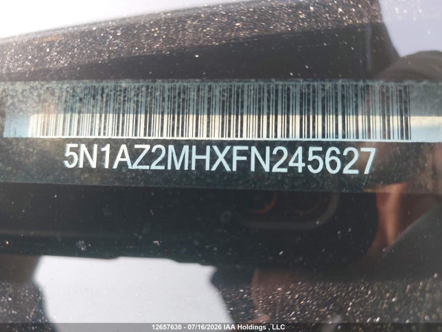 12657638 :رقم المزاد ، 5N1AZ2MHXFN245627 vin ، 2015 Nissan Murano S/sl/sv/platinum مزاد بيع
