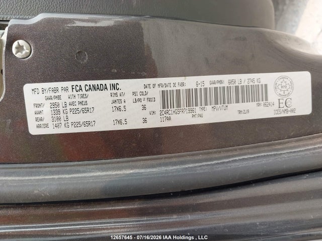 Продаж на аукціоні авто 2015 Chrysler Town & Country S, vin: 2C4RC1HG5FR719961, номер лоту: 12657645