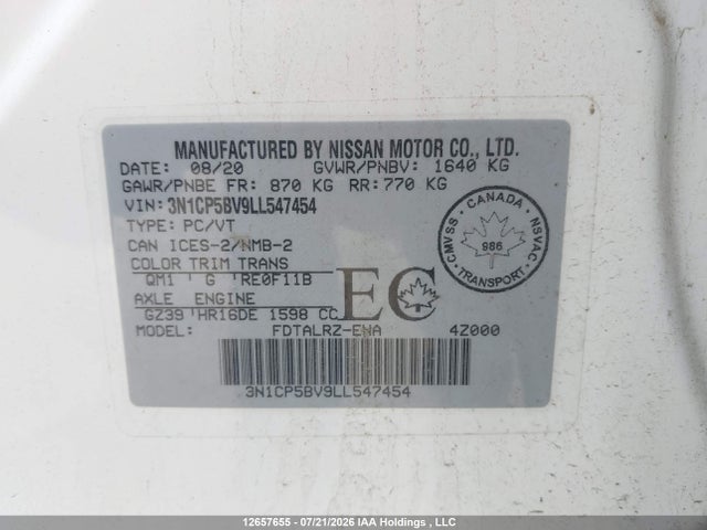 Nissan KICKS S 2020 3N1CP5BV9LL547454 Image 19