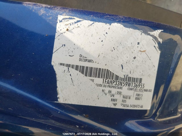 12657673 :رقم المزاد ، 1FAHP33N59W136955 vin ، 2009 Ford Focus Ses مزاد بيع