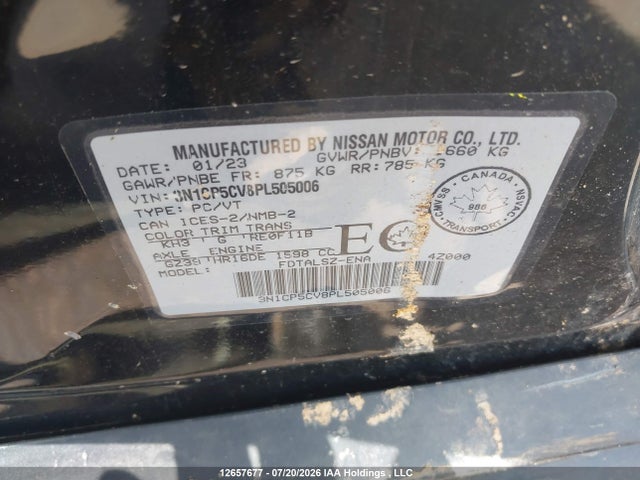 3N1CP5CV8PL505006 Nissan KICKS SV