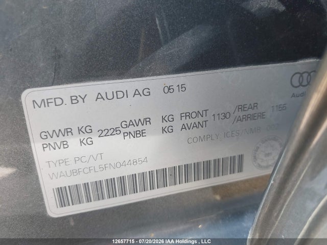 Audi A4 2.0t Komfort Plus 2015 WAUBFCFL5FN044854 Image 9