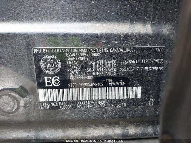 2T3R1RFV6SW629109 Toyota Rav4 Xle/xle Premium