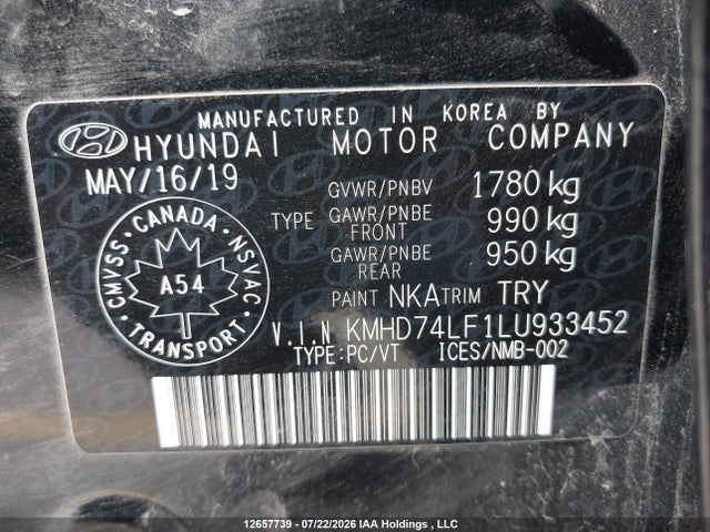 Aukcja sprzedaży 2020 Hyundai Elantra Essential Auto Ivt, vin: KMHD74LF1LU933452, numer aukcji: 12657739