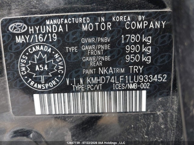 Aukcja sprzedaży 2020 Hyundai Elantra Essential Auto Ivt, vin: KMHD74LF1LU933452, numer aukcji: 12657739
