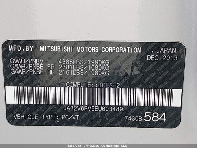 JA32V6FV5EU603489 Mitsubishi Lancer Ralliart
