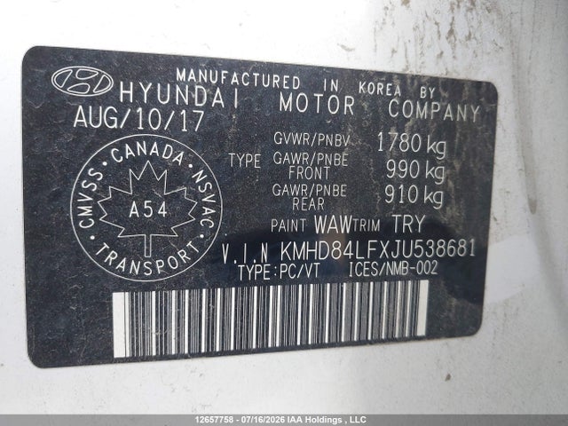 Продажа на аукционе авто 2018 Hyundai Elantra, vin: KMHD84LFXJU538681, номер лота: 12657758