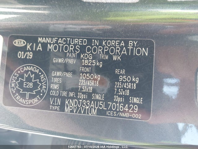2020 Kia Soul Ex მანქანა იყიდება აუქციონზე, vin: KNDJ33AU5L7016429, აუქციონის ნომერი: 12657763
