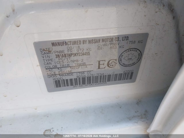 Nissan Sentra 2019 3N1AB7AP5KY234455 Image 18
