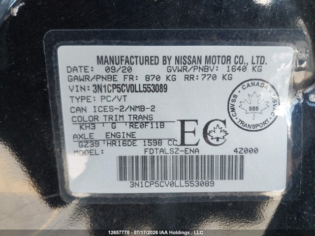 Nissan Kicks 2020 3N1CP5CV0LL553089 Image 18