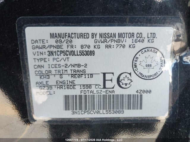 Nissan Kicks 2020 3N1CP5CV0LL553089 Image 9
