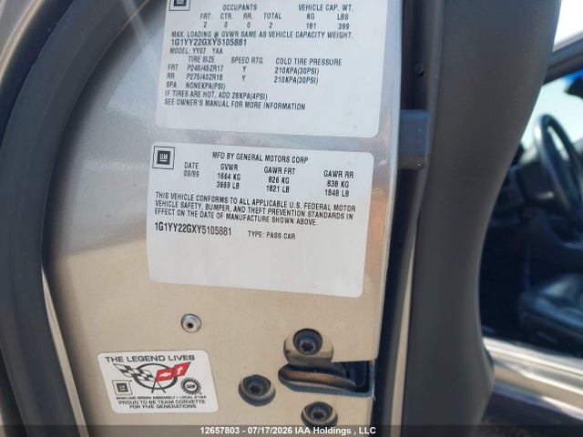 12657803 :رقم المزاد ، 1G1YY22GXY5105881 vin ، 2000 Chevrolet Corvette مزاد بيع