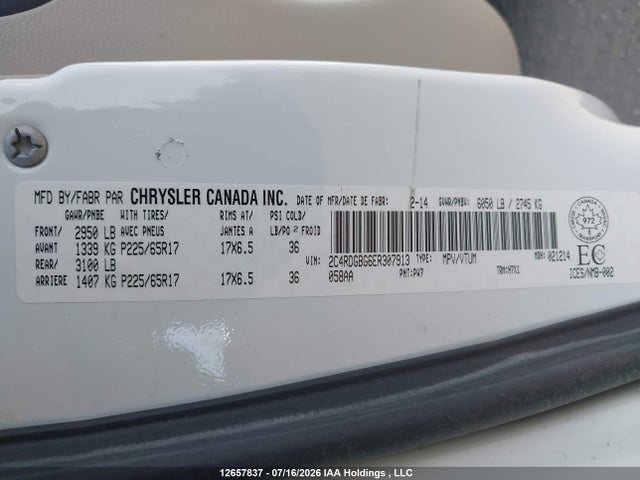 Dodge Grand Caravan Se/sxt 2014 2C4RDGBG6ER307913 Image 9
