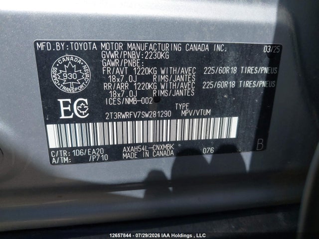 2T3RWRFV7SW281290 Toyota Rav4 Hybrid Xle