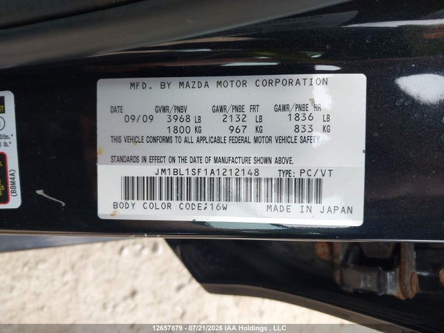 12657879 :رقم المزاد ، JM1BL1SF1A1212148 vin ، 2010 Mazda Mazda3 Gs/gx مزاد بيع
