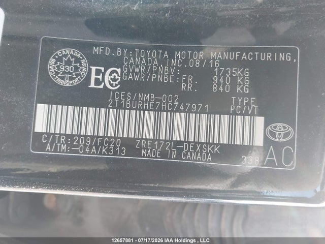Toyota COROLLA SE 2017 2T1BURHE7HC747971 Image 9
