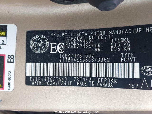 Aukcja sprzedaży 2011 Toyota Corolla Ce, vin: 2T1BU4EE8BC673362, numer aukcji: 12633828