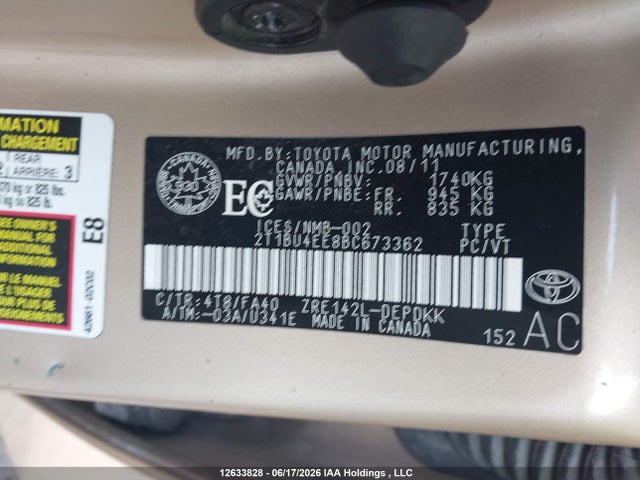 Aukcja sprzedaży 2011 Toyota Corolla Ce, vin: 2T1BU4EE8BC673362, numer aukcji: 12633828