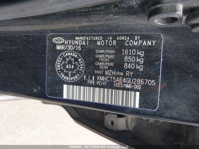 Hyundai ACCENT GL 2016 KMHCT5AE4GU286705 Image 9