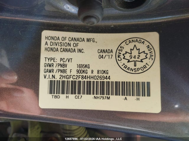 Honda Civic 2017 2HGFC2F84HH026944 Image 9