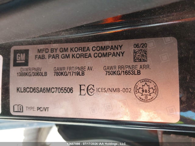 Chevrolet Spark 1lt Cvt 2021 KL8CD6SA6MC705506 Image 9