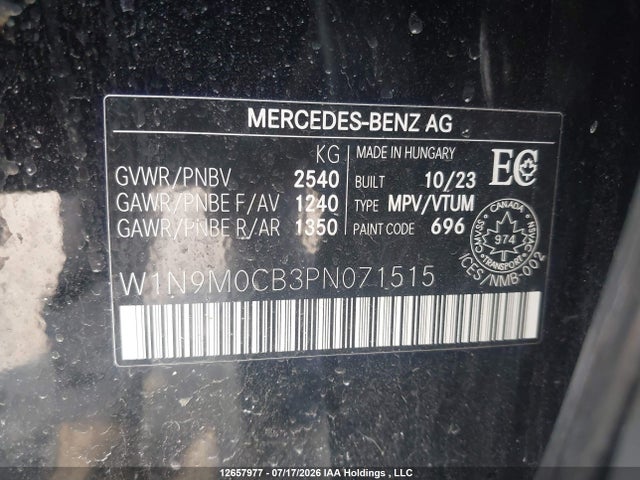 2023 Mercedes-benz Eqb 250+ მანქანა იყიდება აუქციონზე, vin: W1N9M0CB3PN071515, აუქციონის ნომერი: 12657977