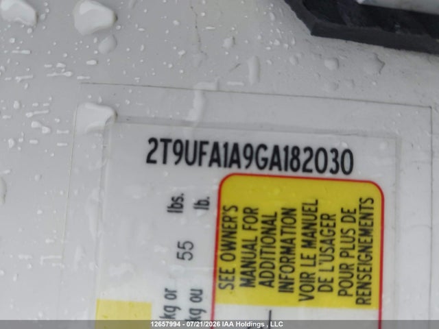 12657994 :رقم المزاد ، 2T9UFA1A9GA182030 vin ، 2016 Third Wheel Trailer مزاد بيع