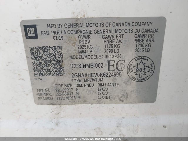 Chevrolet EQUINOX LS 2019 2GNAXHEV0K6224695 Image 9