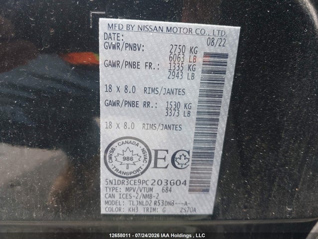 5N1DR3CE9PC203604 Nissan Pathfinder Sl