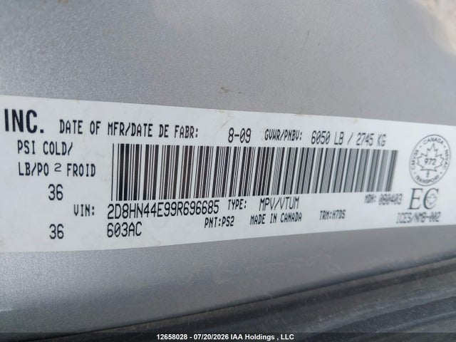 Aukcja sprzedaży 2009 Dodge Grand Caravan Se, vin: 2D8HN44E99R696685, numer aukcji: 12658028