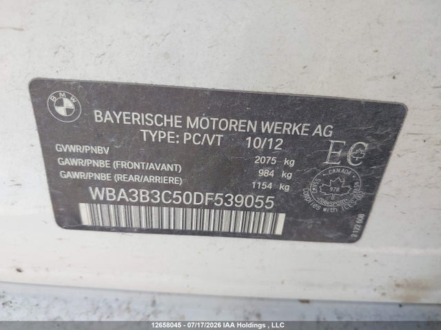12658045 :رقم المزاد ، WBA3B3C50DF539055 vin ، 2013 Bmw 328i Xdrive مزاد بيع