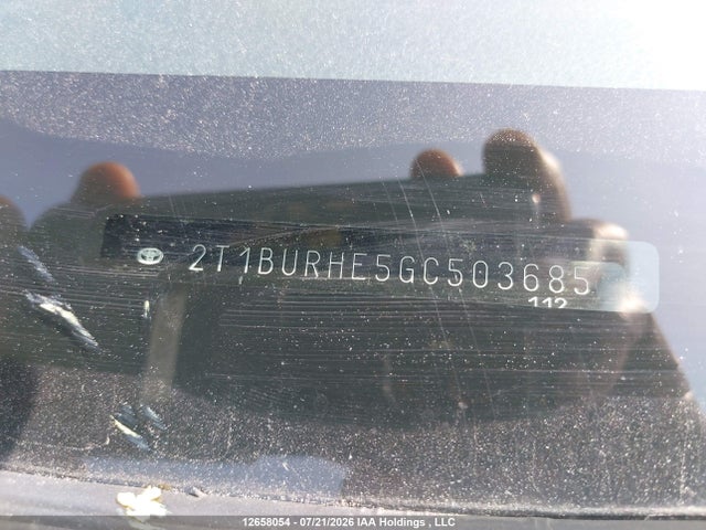 12658054 :رقم المزاد ، 2T1BURHE5GC503685 vin ، 2016 Toyota Corolla Le مزاد بيع