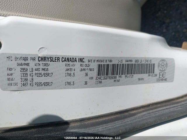12658064 :رقم المزاد ، 2C4RC1BG6FR696988 vin ، 2015 Chrysler Town & Country Touring مزاد بيع
