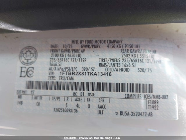 Ford Transit T-250 2026 1FTBR2X81TKA13418 Image 9