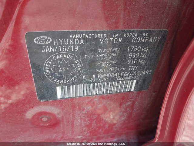 Aukcja sprzedaży 2019 Hyundai Elantra Preferred, vin: KMHD84LF6KU860493, numer aukcji: 12658115