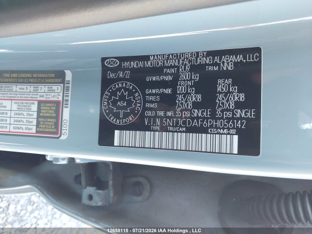 2023 Hyundai Santa Cruz Preferred Awd მანქანა იყიდება აუქციონზე, vin: 5NTJCDAF6PH056142, აუქციონის ნომერი: 12658118