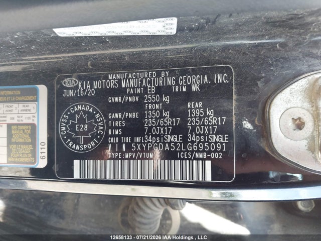 KIA SORENTO S 2020 5XYPGDA52LG695091 Image 7
