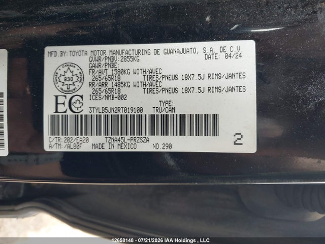 Aukcja sprzedaży 2024 Toyota Tacoma Double Cab/sr5/trd Sport/trd Off Road/ltd, vin: 3TYLB5JN2RT019100, numer aukcji: 12658148