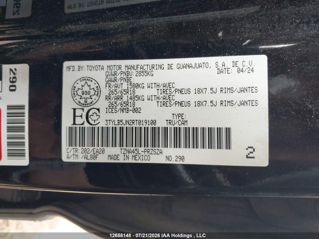 Aukcja sprzedaży 2024 Toyota Tacoma Double Cab/sr5/trd Sport/trd Off Road/ltd, vin: 3TYLB5JN2RT019100, numer aukcji: 12658148